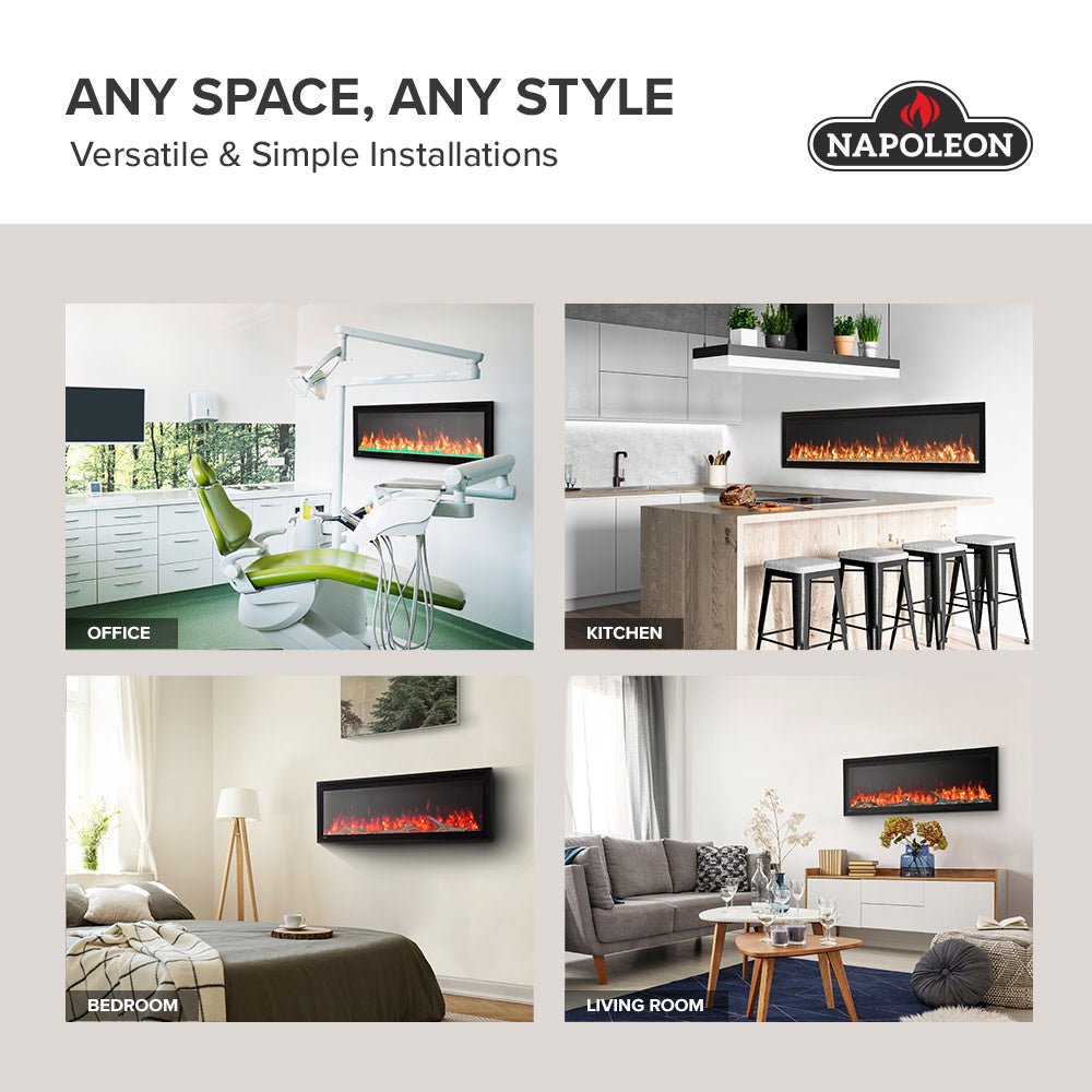 Entice Series Wall - Hanging Electric Fireplace | Outdoorium