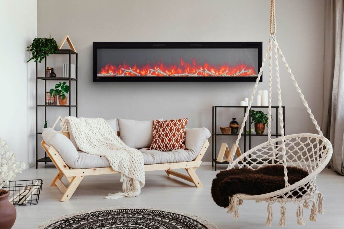 Entice Series Wall - Hanging Electric Fireplace | Outdoorium