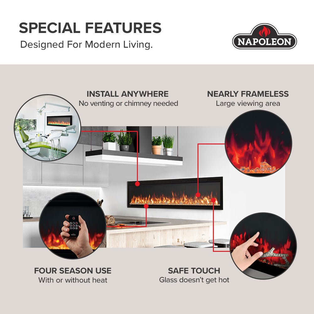 Entice Series Wall - Hanging Electric Fireplace | Outdoorium