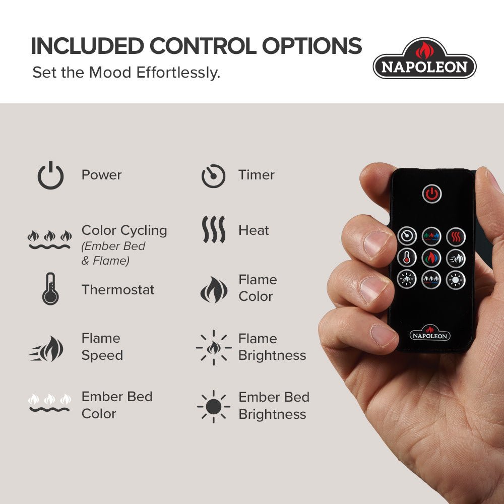 Entice Series Wall - Hanging Electric Fireplace | Outdoorium