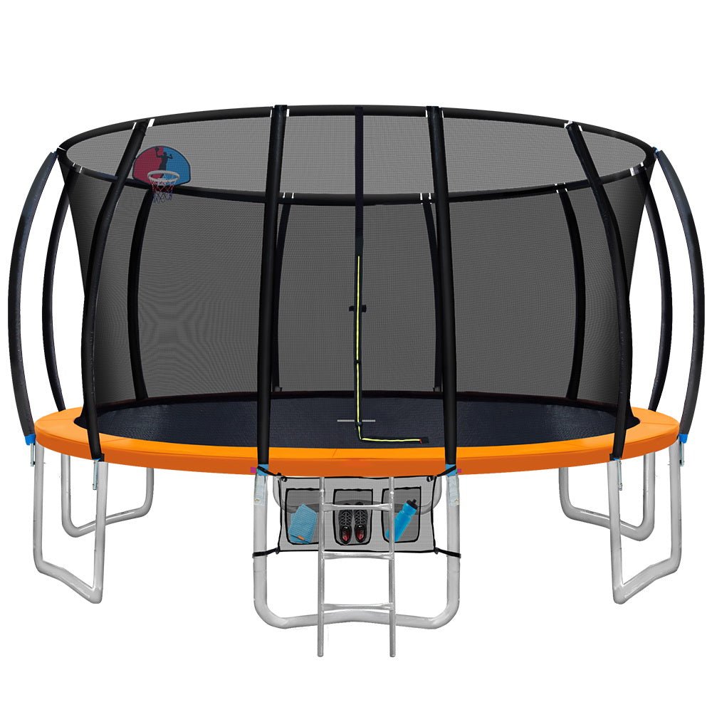 Everfit 16FT Trampoline for Kids w/ Ladder Enclosure Safety Net Rebounder Orange - Outdoorium