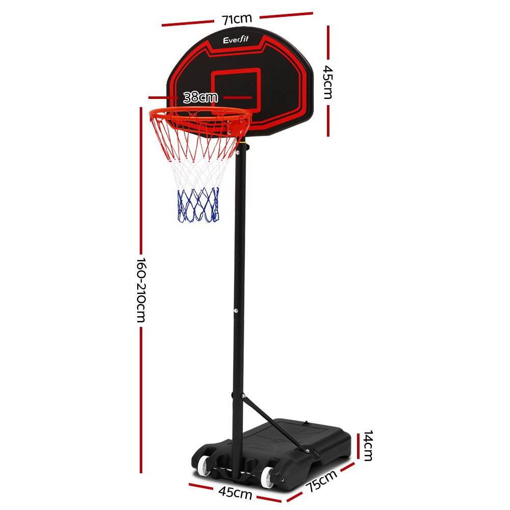 Everfit 2.1M Basketball Hoop Stand System Adjustable Portable Pro Kids Black - Outdoorium