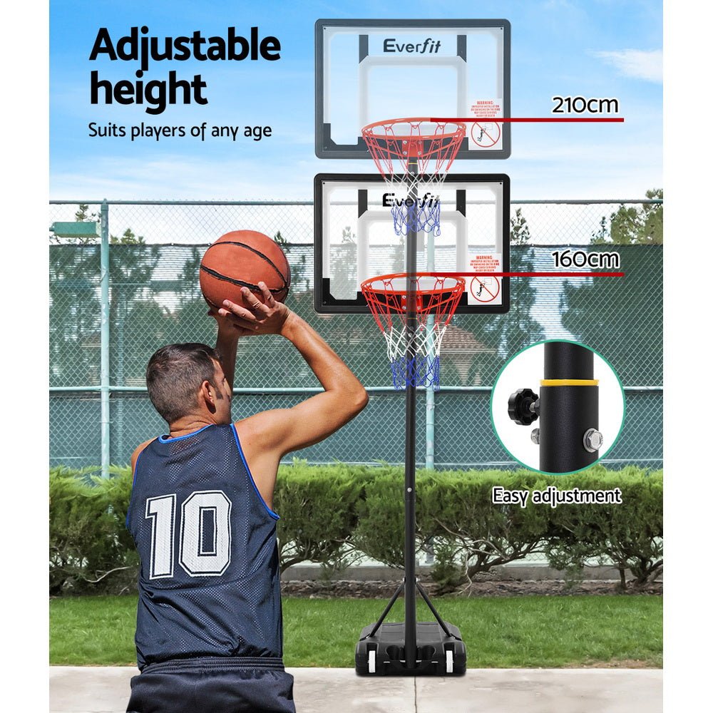 Everfit 2.1M Basketball Hoop Stand System Adjustable Portable Pro Kids Clear - Outdoorium