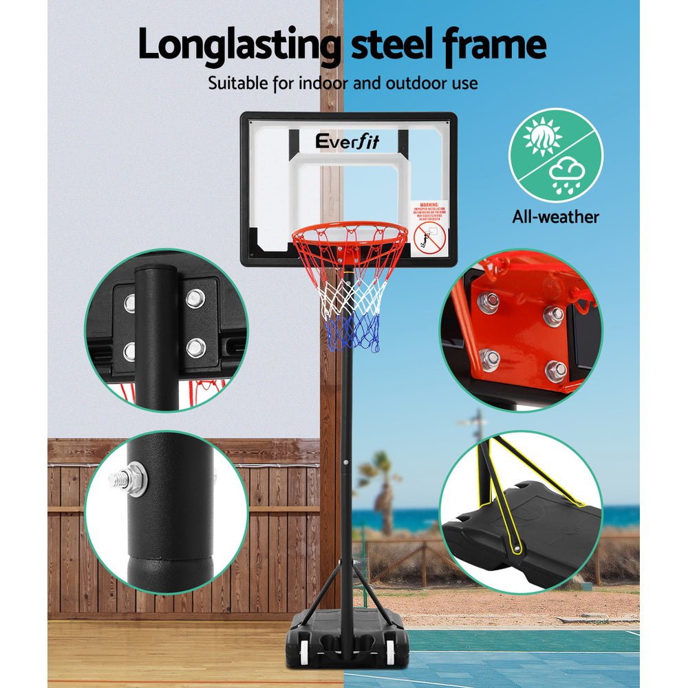 Everfit 2.1M Basketball Hoop Stand System Adjustable Portable Pro Kids Clear - Outdoorium