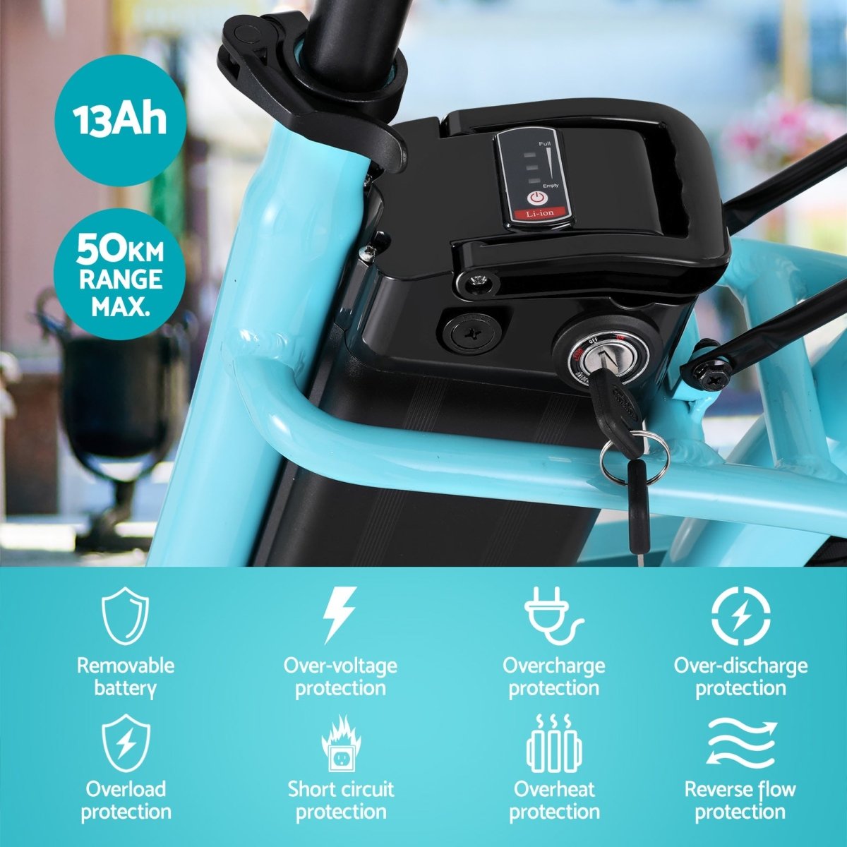 Everfit 26" Electric Bike City Bicycle eBike e - Bike Commuter w/ Battery BL | Outdoorium