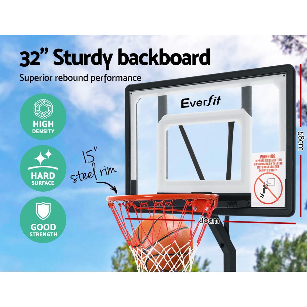 Everfit 2.6M Basketball Hoop Stand System Adjustable Portable Pro Kids Clear - Outdoorium