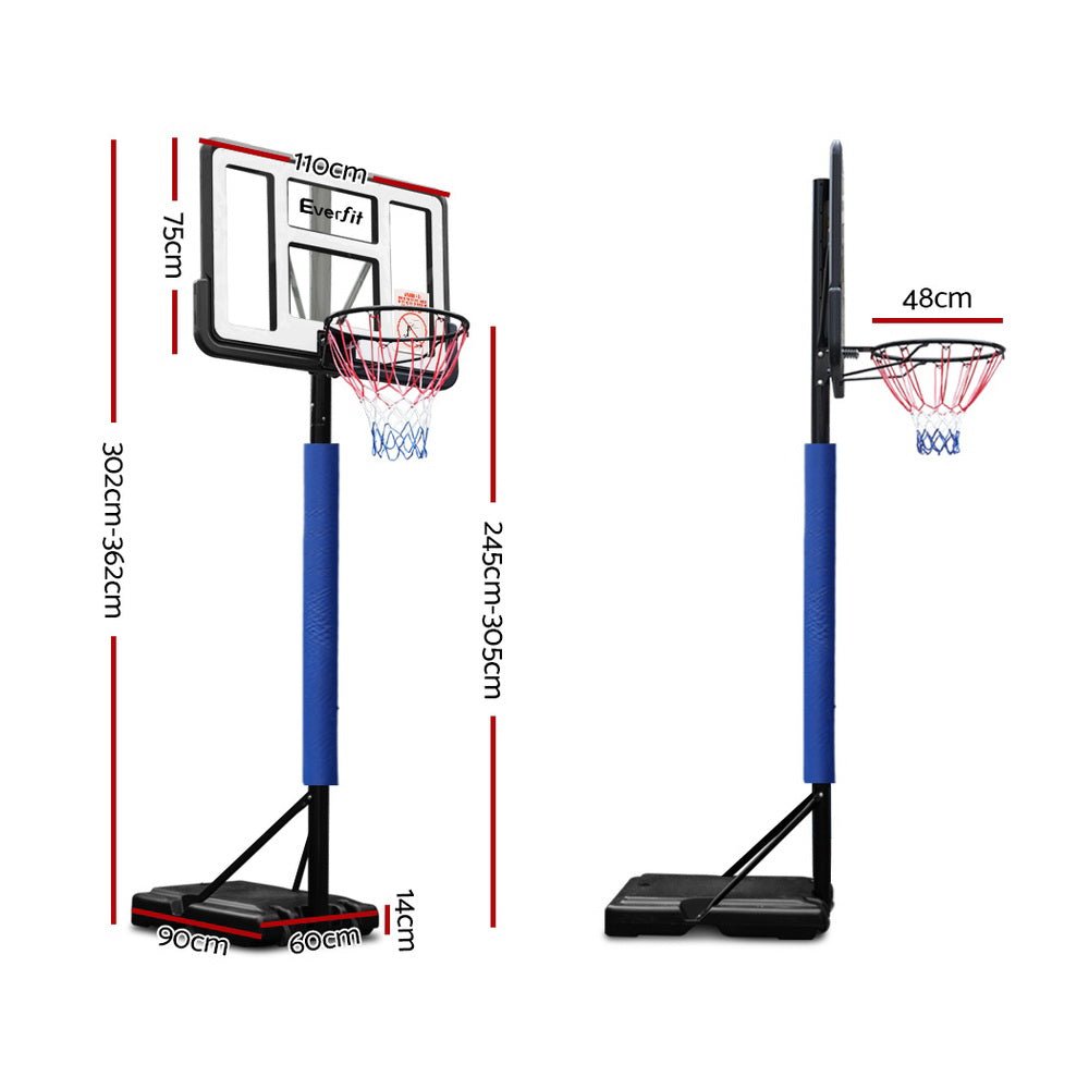 Everfit 3.05M Basketball Hoop Stand System Adjustable Height Portable Pro Blue - Outdoorium