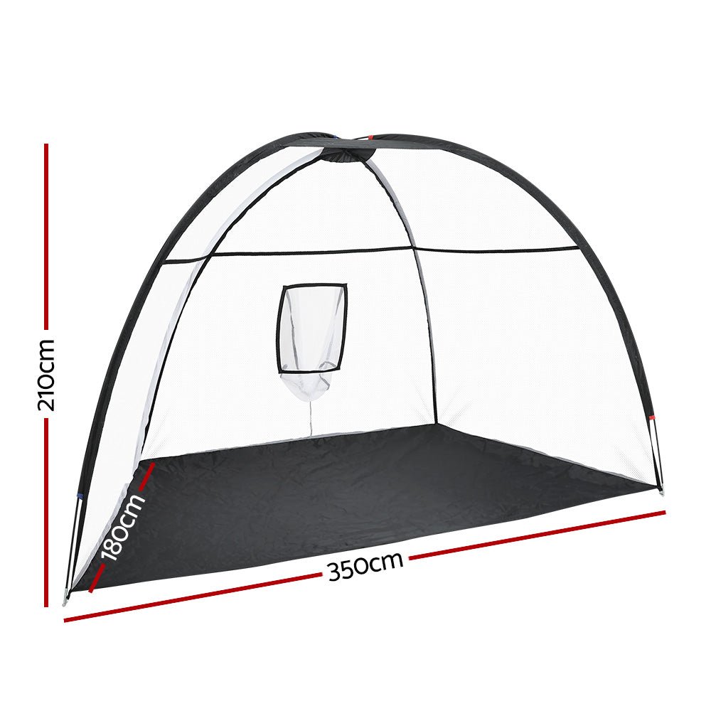 Everfit 3.5m Golf Practice Net Portable Training Aid Driving Target Tent Black - Outdoorium