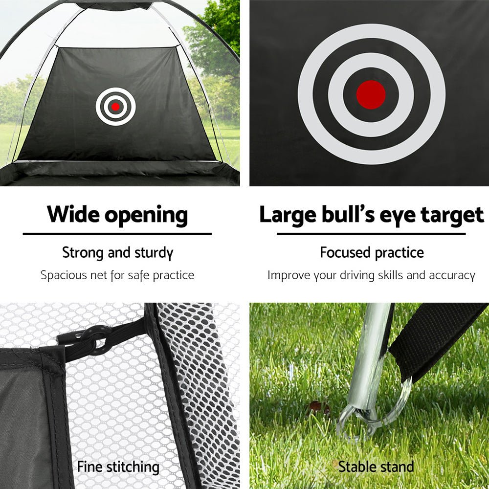 Everfit 3M Golf Practice Net And Training Mat Set Driving Target Black - Outdoorium