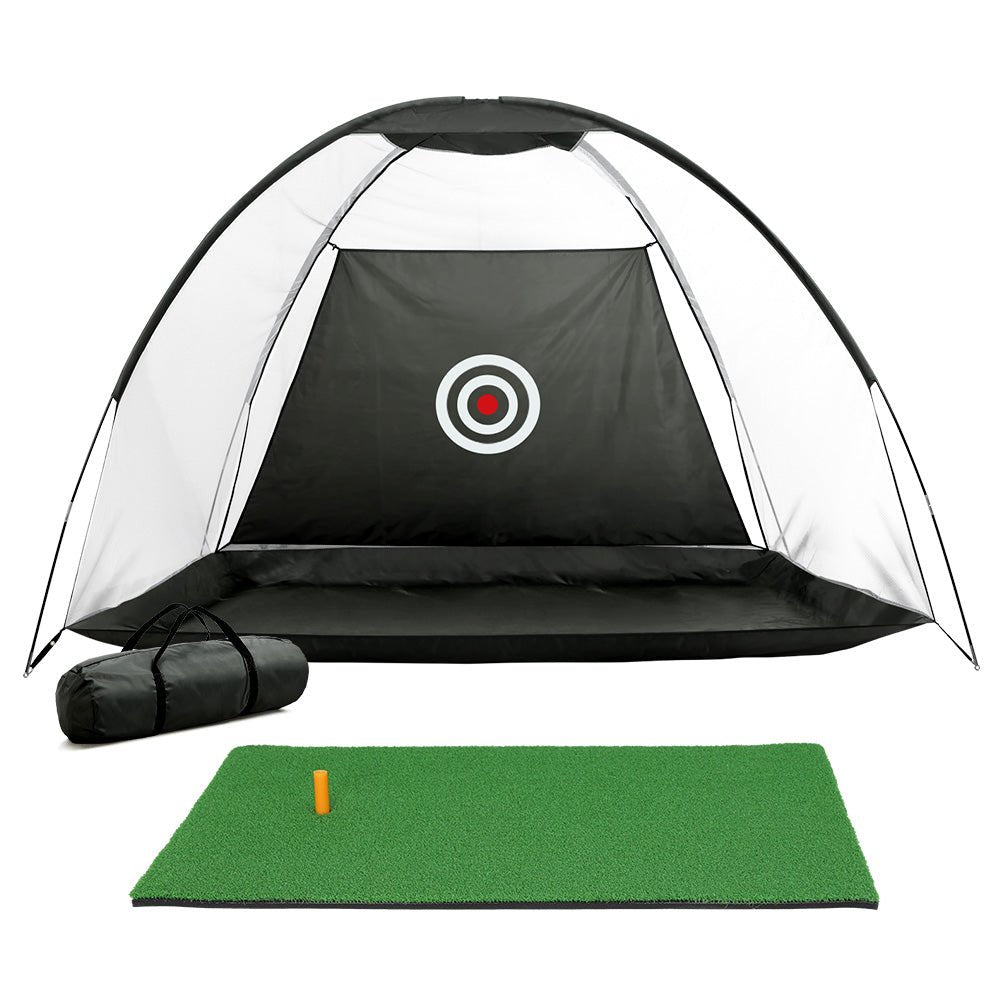 Everfit 3M Golf Practice Net And Training Mat Set Driving Target Black - Outdoorium