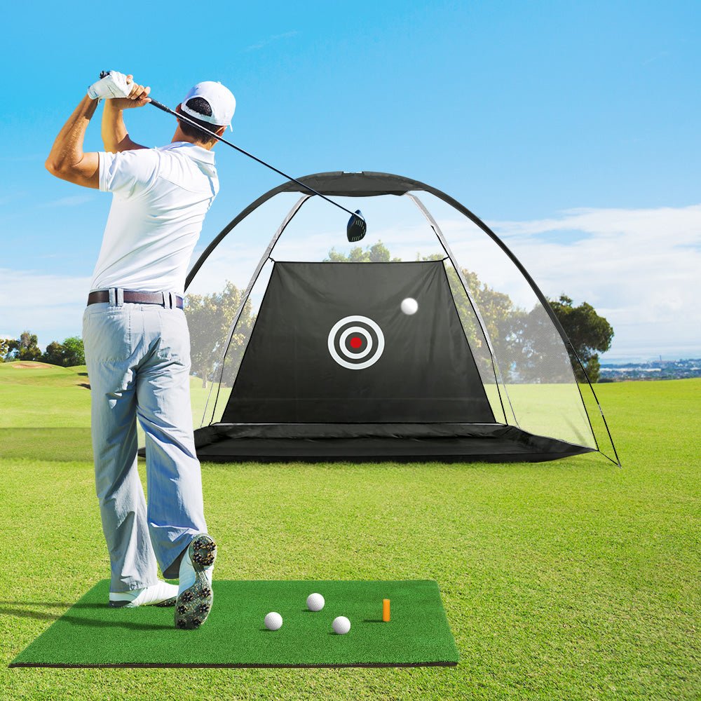 Everfit 3M Golf Practice Net And Training Mat Set Driving Target Black - Outdoorium