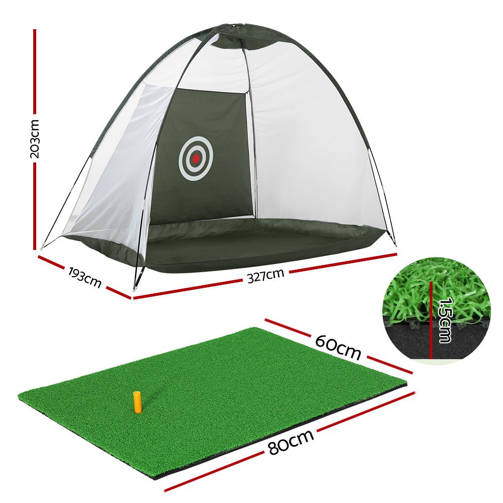 Everfit 3M Golf Practice Net And Training Mat Set Driving Target Green - Outdoorium