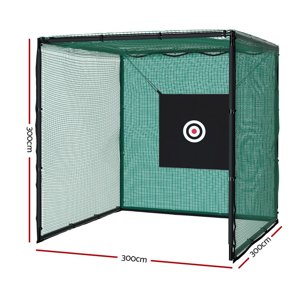 Everfit 3m Golf Practice Net Hitting Cage with Steel Frame Baseball Training - Outdoorium