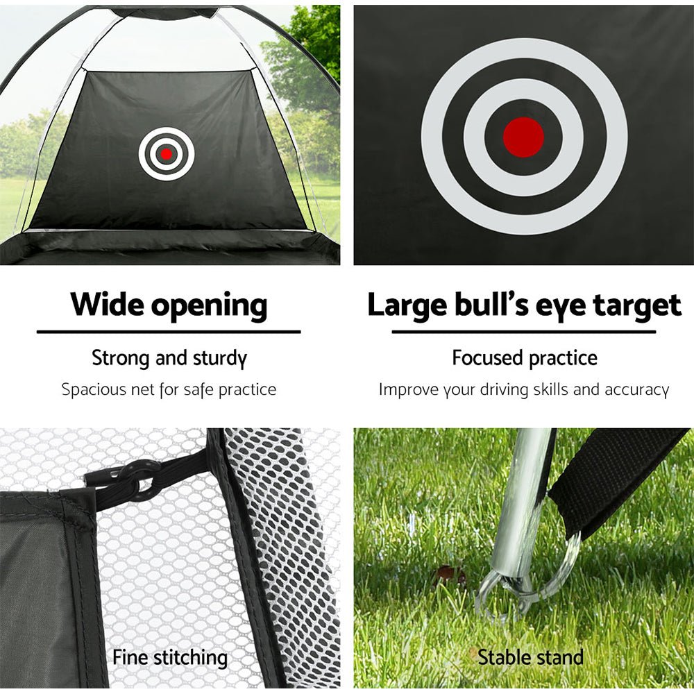 Everfit 3M Golf Practice Net Portable Training Aid Driving Target Tent Black - Outdoorium