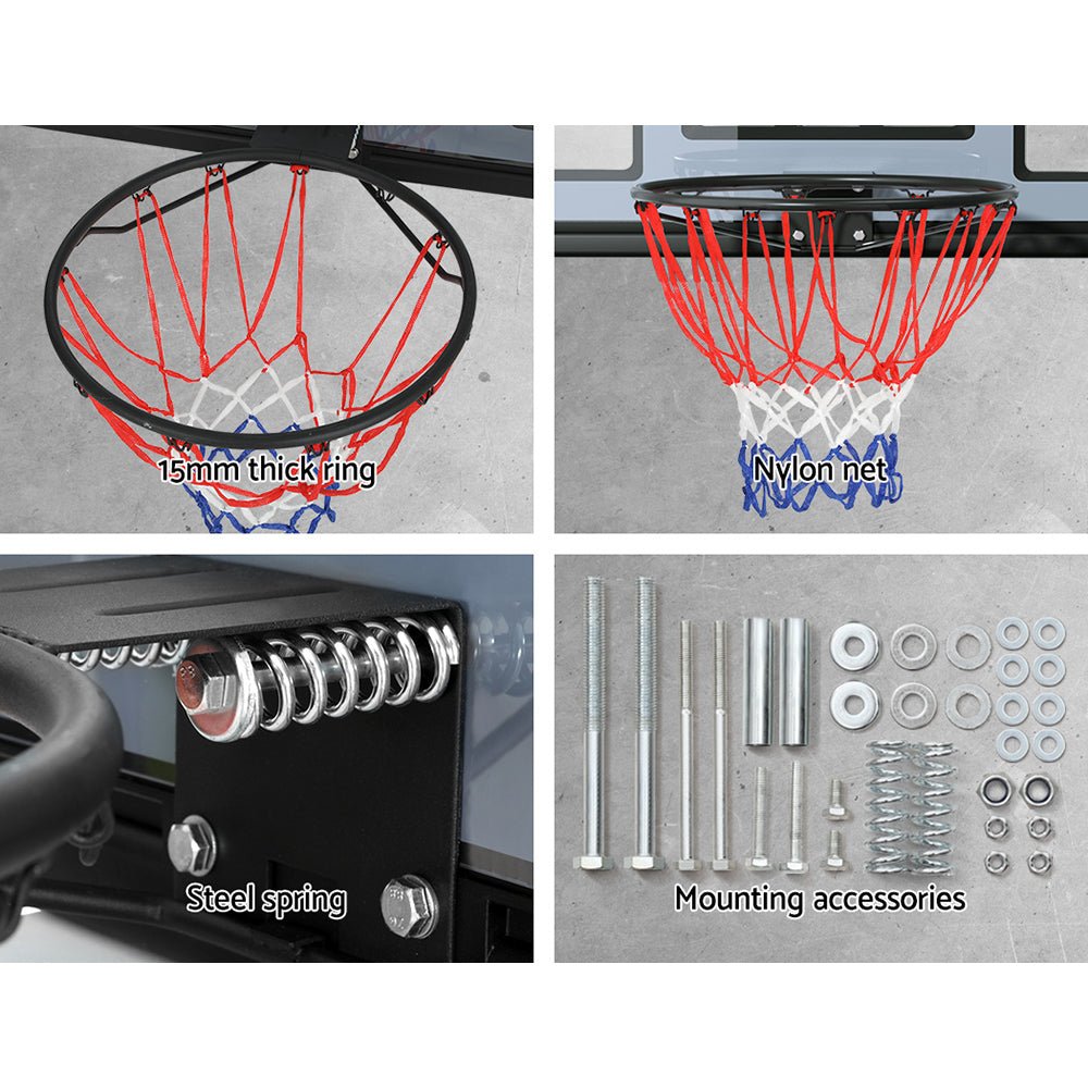 Everfit 45" Basketball Hoop Backboard Wall Mounted Ring Net Sports Pro System - Outdoorium