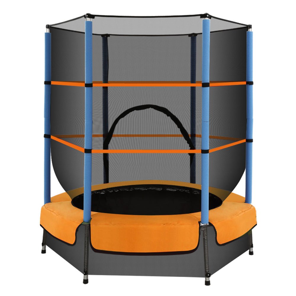 Everfit 4.5FT Trampoline for Kids w/ Enclosure Safety Net Rebounder Gift Orange - Outdoorium