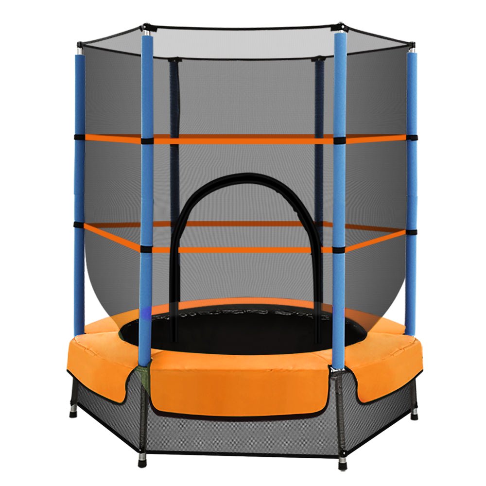 Everfit 4.5FT Trampoline for Kids w/ Enclosure Safety Net Rebounder Gift Orange - Outdoorium