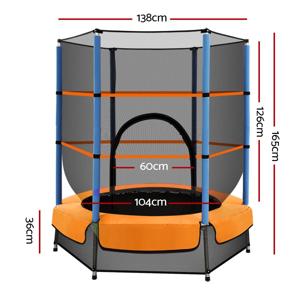 Everfit 4.5FT Trampoline for Kids w/ Enclosure Safety Net Rebounder Gift Orange - Outdoorium