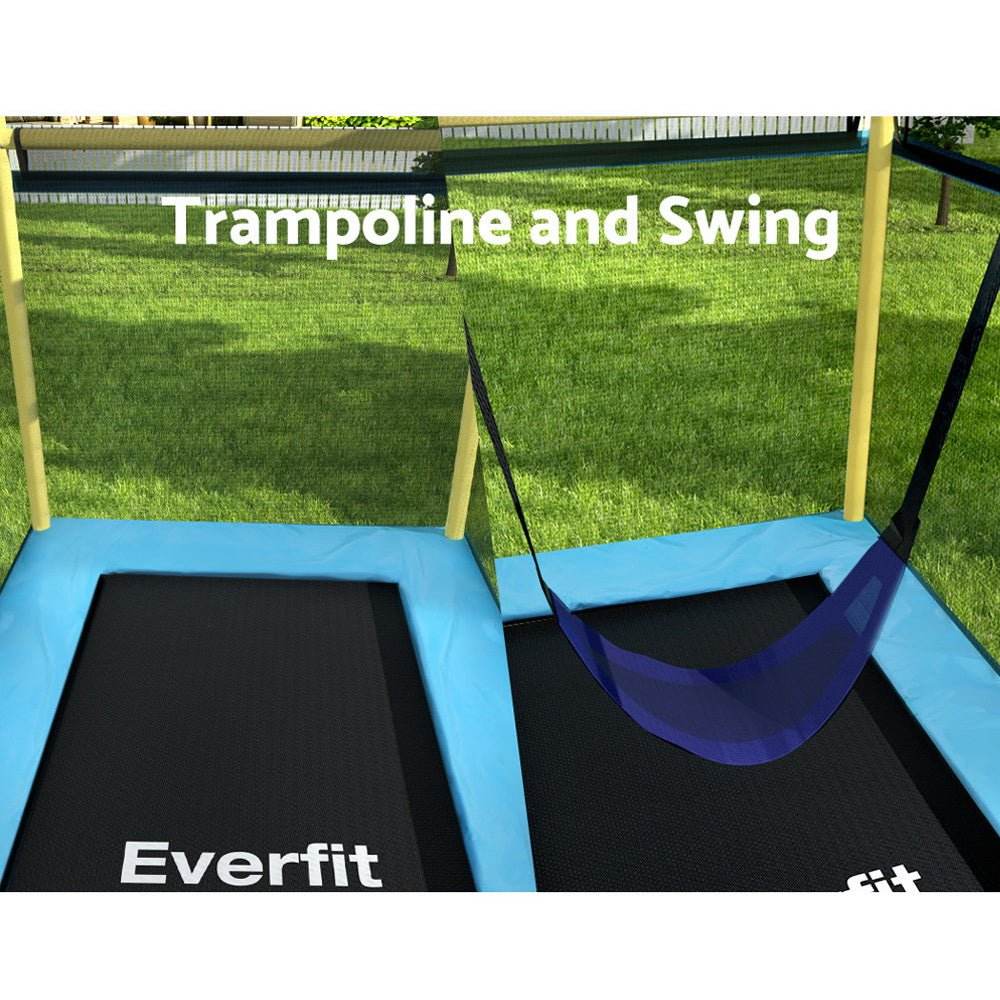 Everfit 6FT Trampoline for Kids w/ Enclosure Safety Net Swing Rectangle Yellow | Outdoorium
