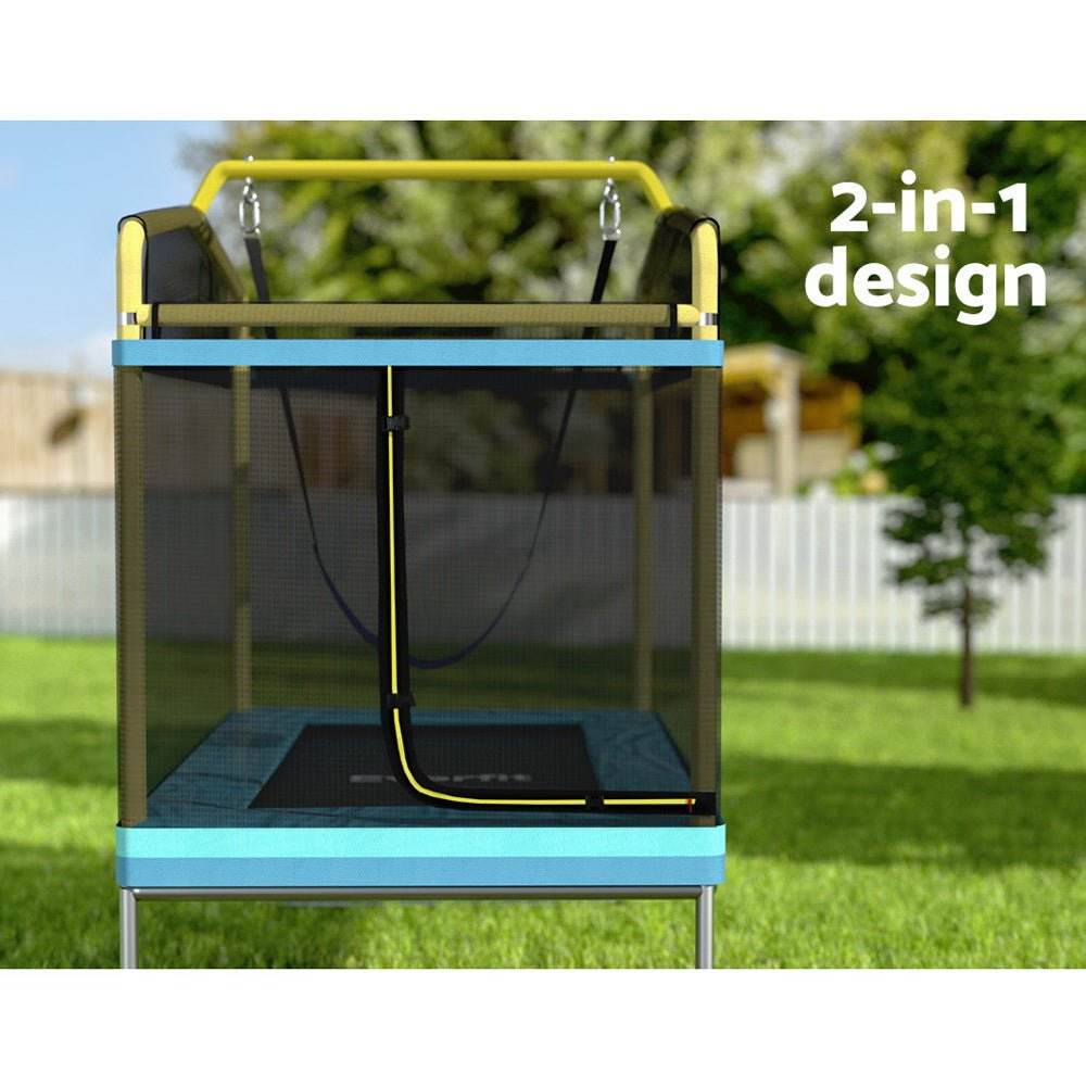 Everfit 6FT Trampoline for Kids w/ Enclosure Safety Net Swing Rectangle Yellow | Outdoorium