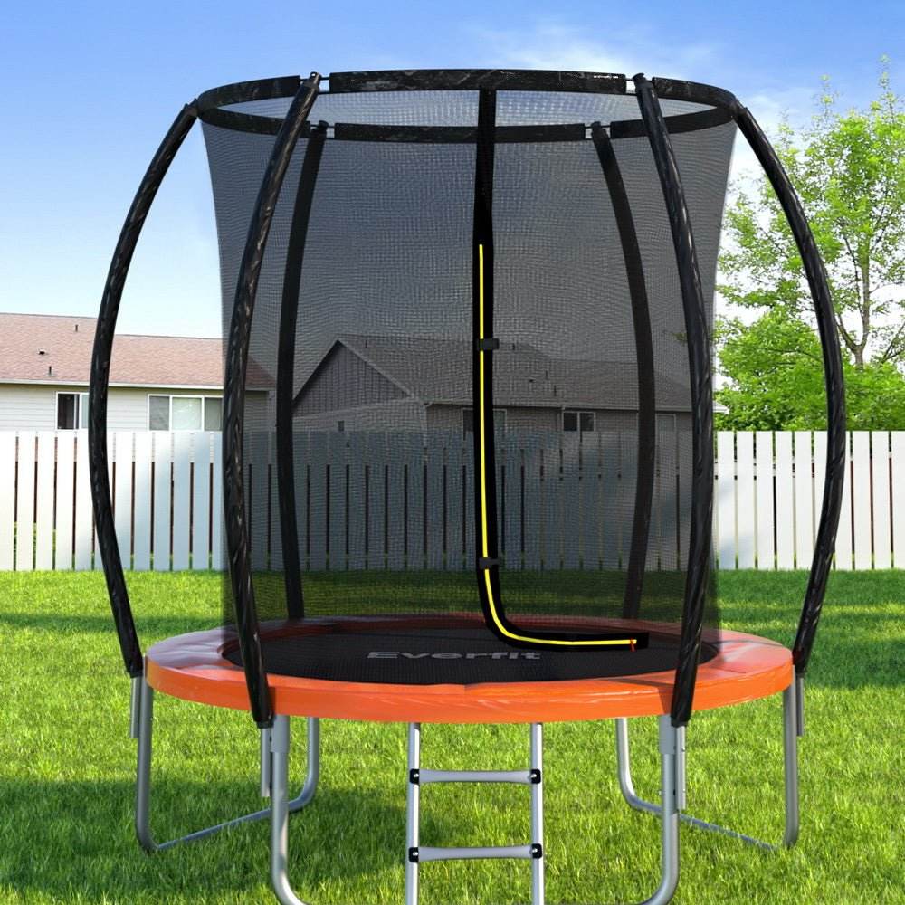 Everfit 6FT Trampoline for Kids w/ Ladder Enclosure Safety Net Rebounder Orange | Outdoorium