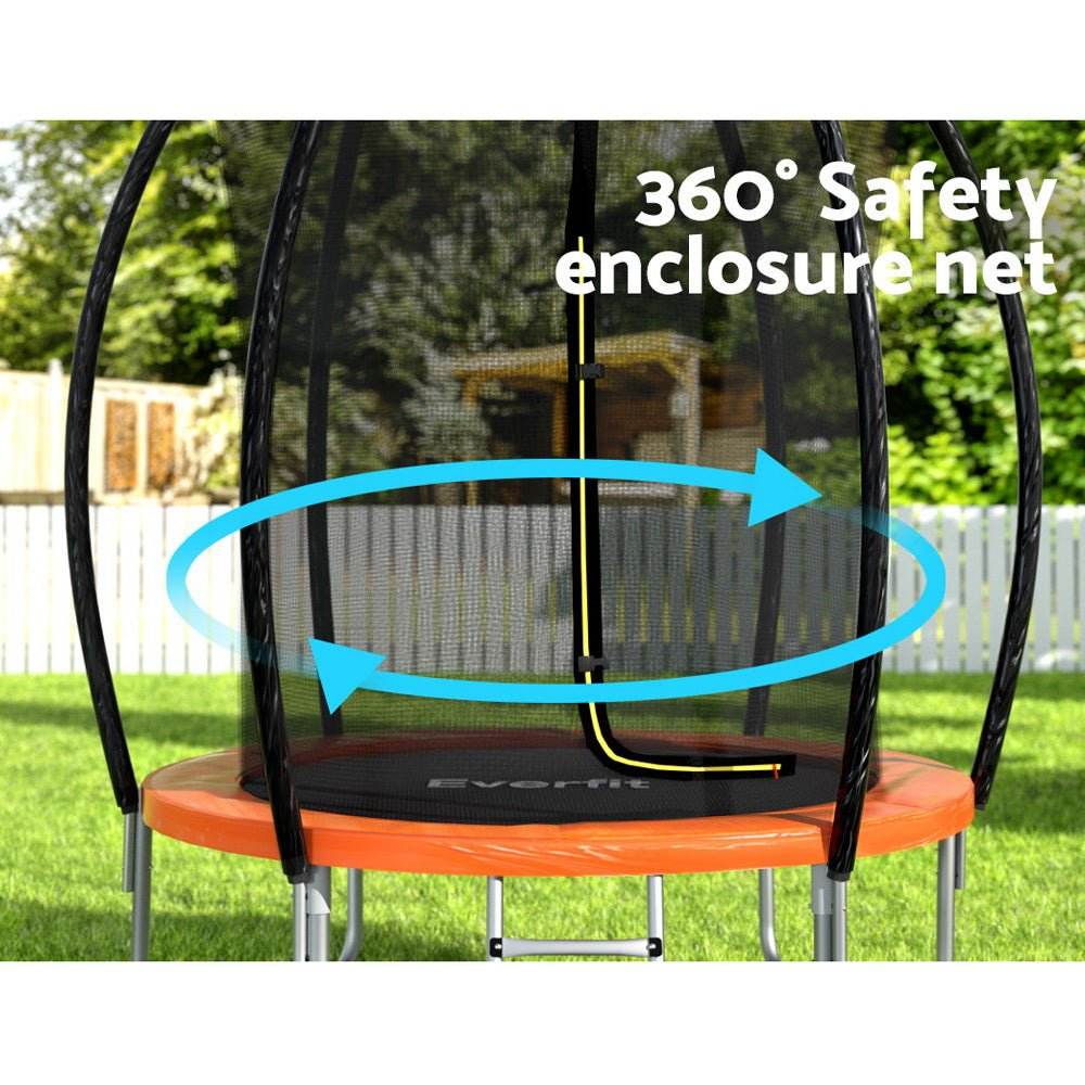 Everfit 6FT Trampoline for Kids w/ Ladder Enclosure Safety Net Rebounder Orange | Outdoorium