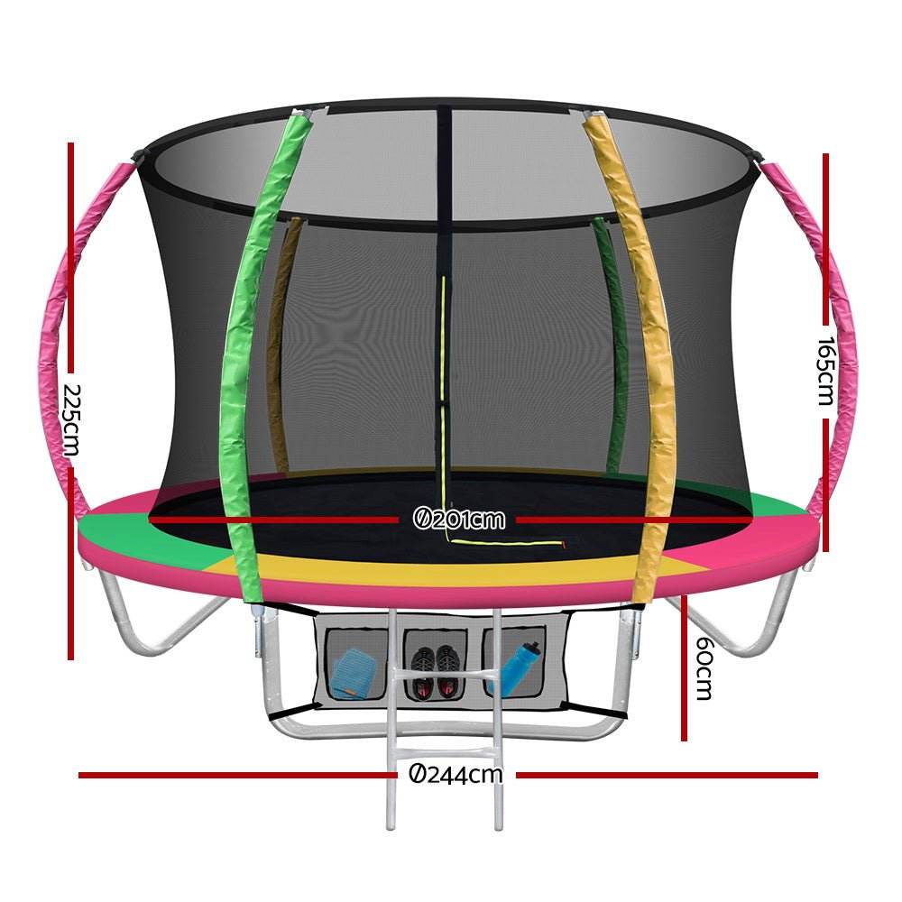 Everfit 8FT Trampoline for Kids w/ Ladder Enclosure Safety Net Rebounder Colors - Outdoorium
