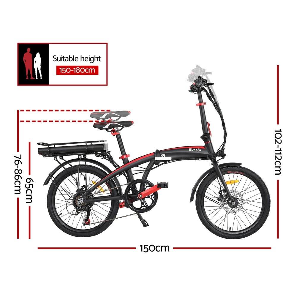 Everfit Folding Electric Bike Urban City Bicycle eBike Rechargeable Battery 250W | Outdoorium
