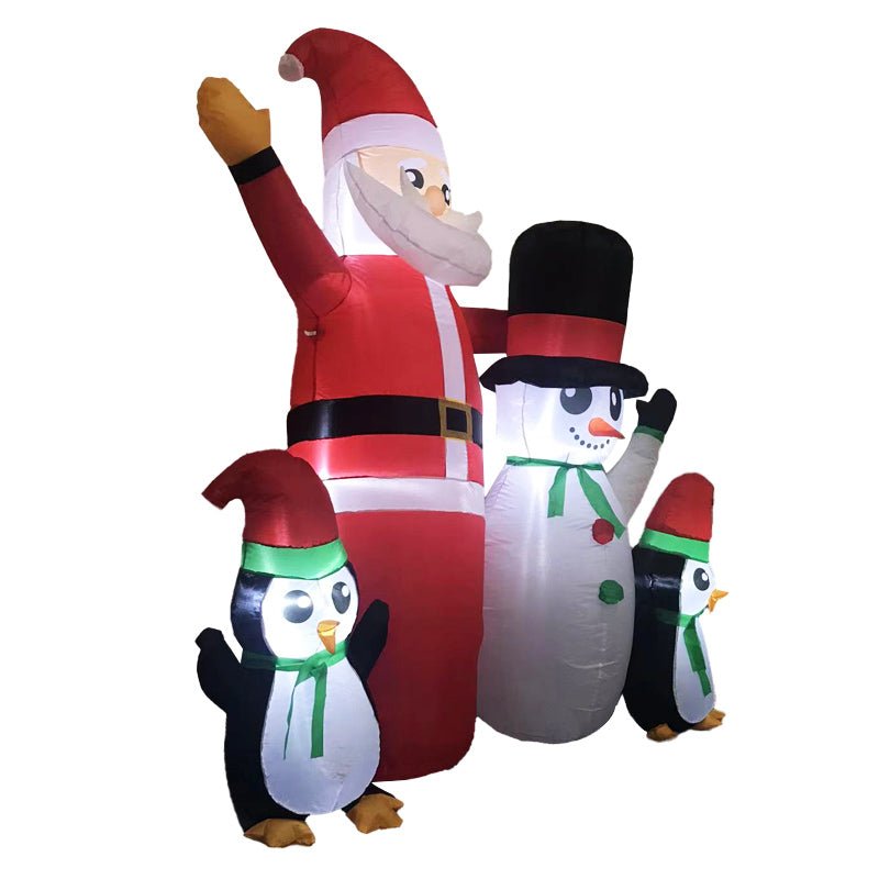 Festiss 1.8m Santa Snowman and Penguin Greeting Christmas Inflatable with LED - Outdoorium