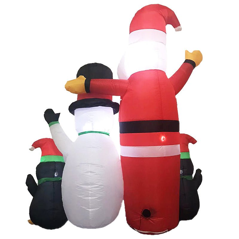 Festiss 1.8m Santa Snowman and Penguin Greeting Christmas Inflatable with LED - Outdoorium