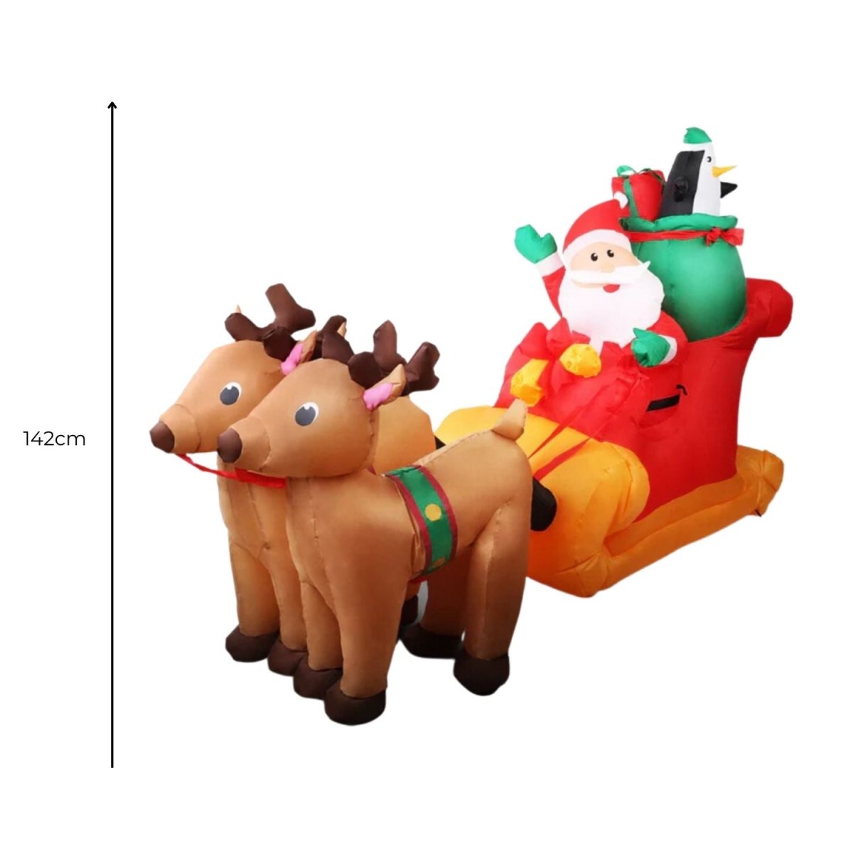 Festiss 2.2m Santa and Reindeer Christmas Inflatable with LED - Outdoorium