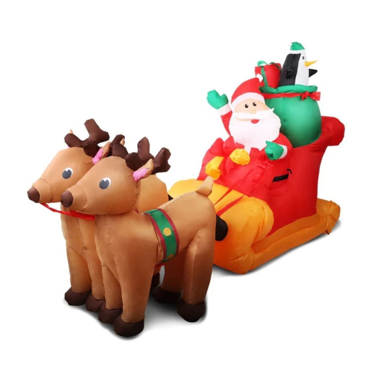 Festiss 2.2m Santa and Reindeer Christmas Inflatable with LED - Outdoorium