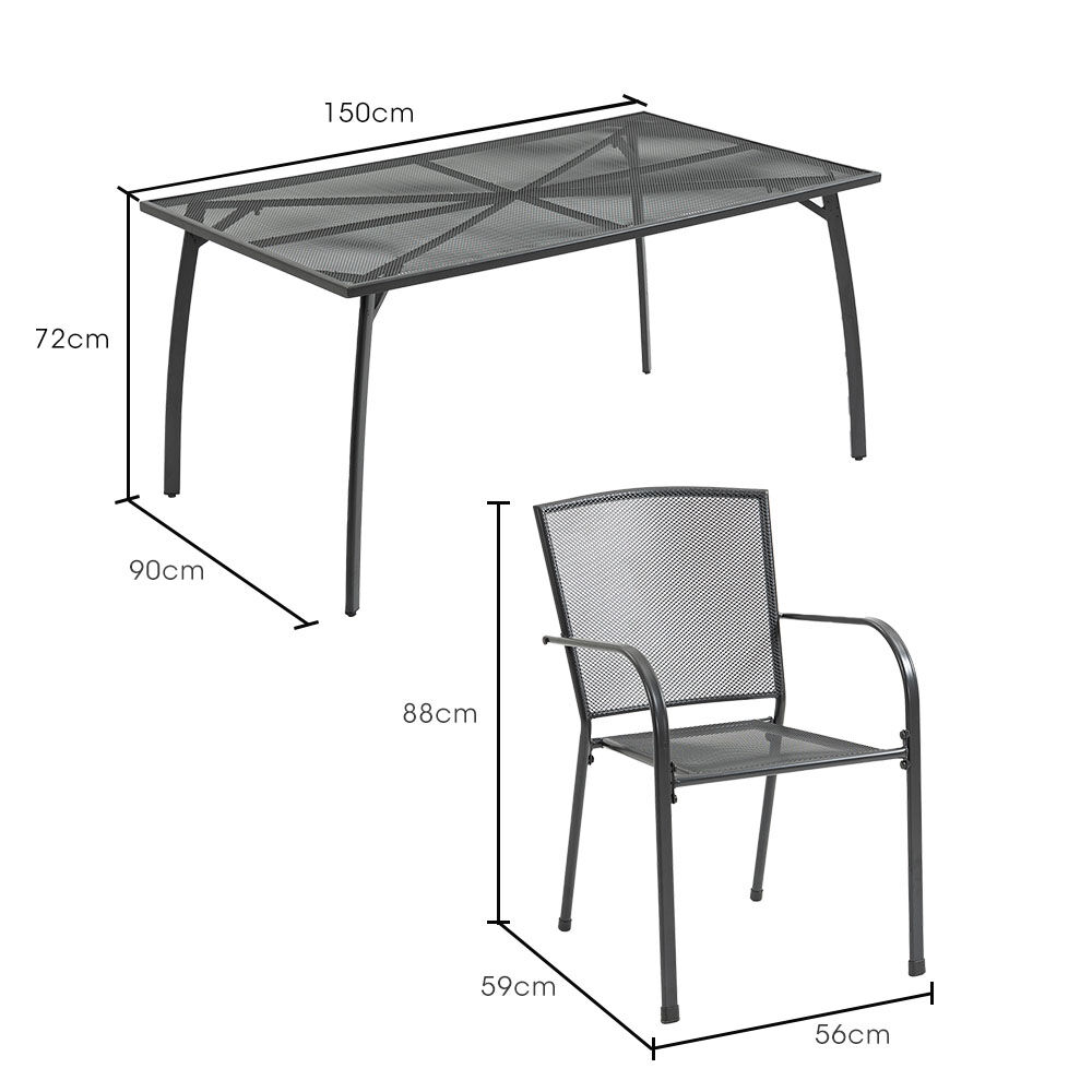 FORTIA 7pc Outdoor Dining Furniture Set, Rectangular Table and Chairs Setting for Outside | Outdoorium