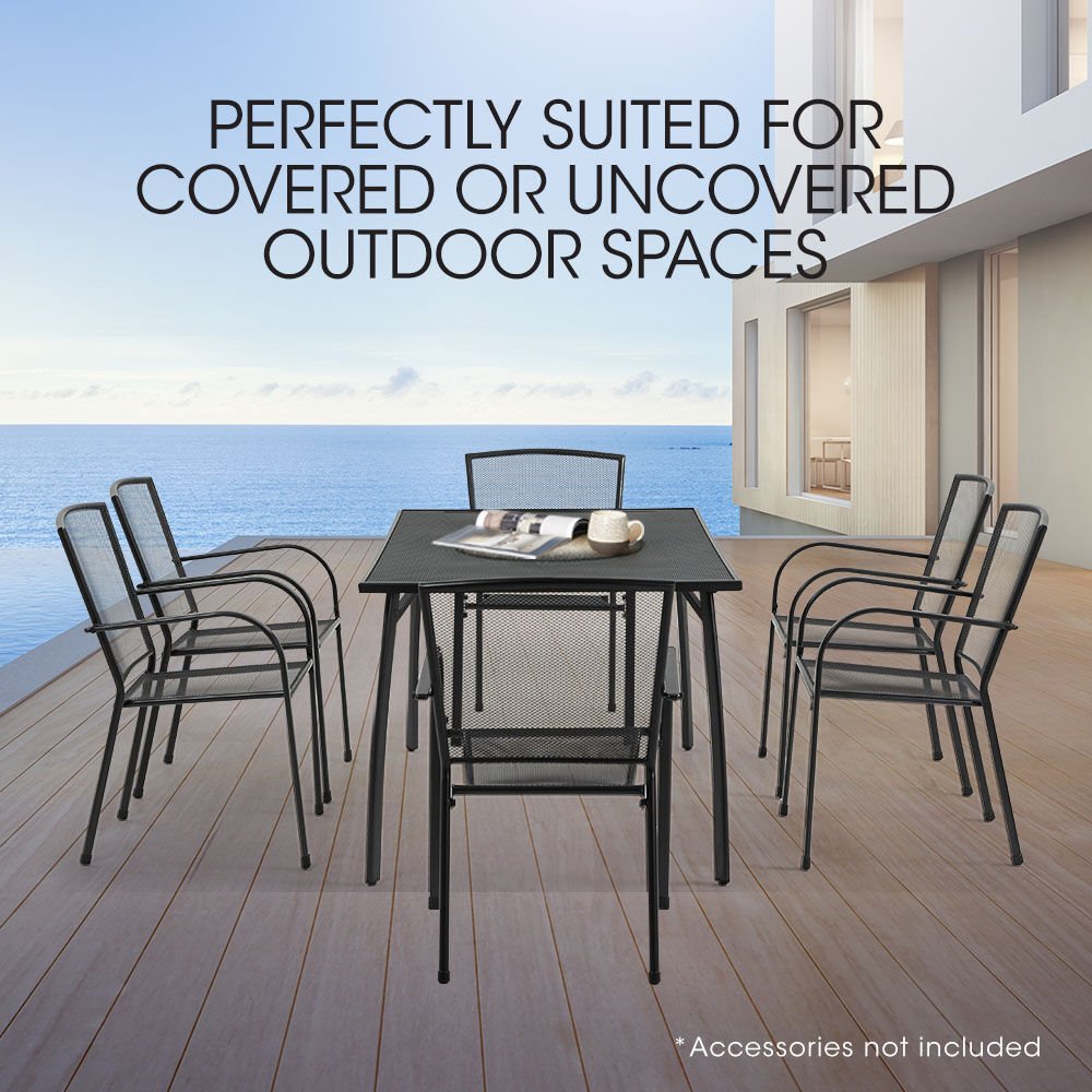 FORTIA 7pc Outdoor Dining Furniture Set, Rectangular Table and Chairs Setting for Outside | Outdoorium