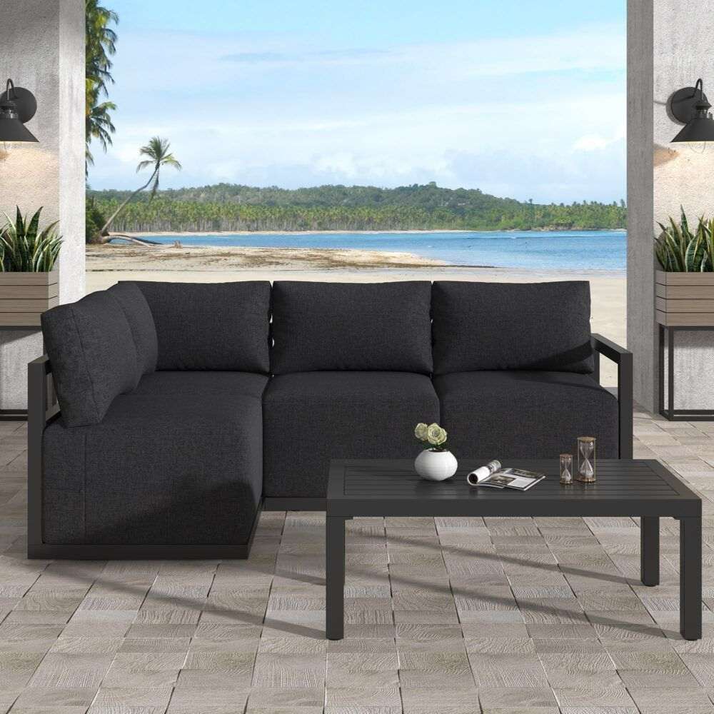Four-Seat Alfresco Harmony Set – Charcoal Grey | Furniture > Outdoor