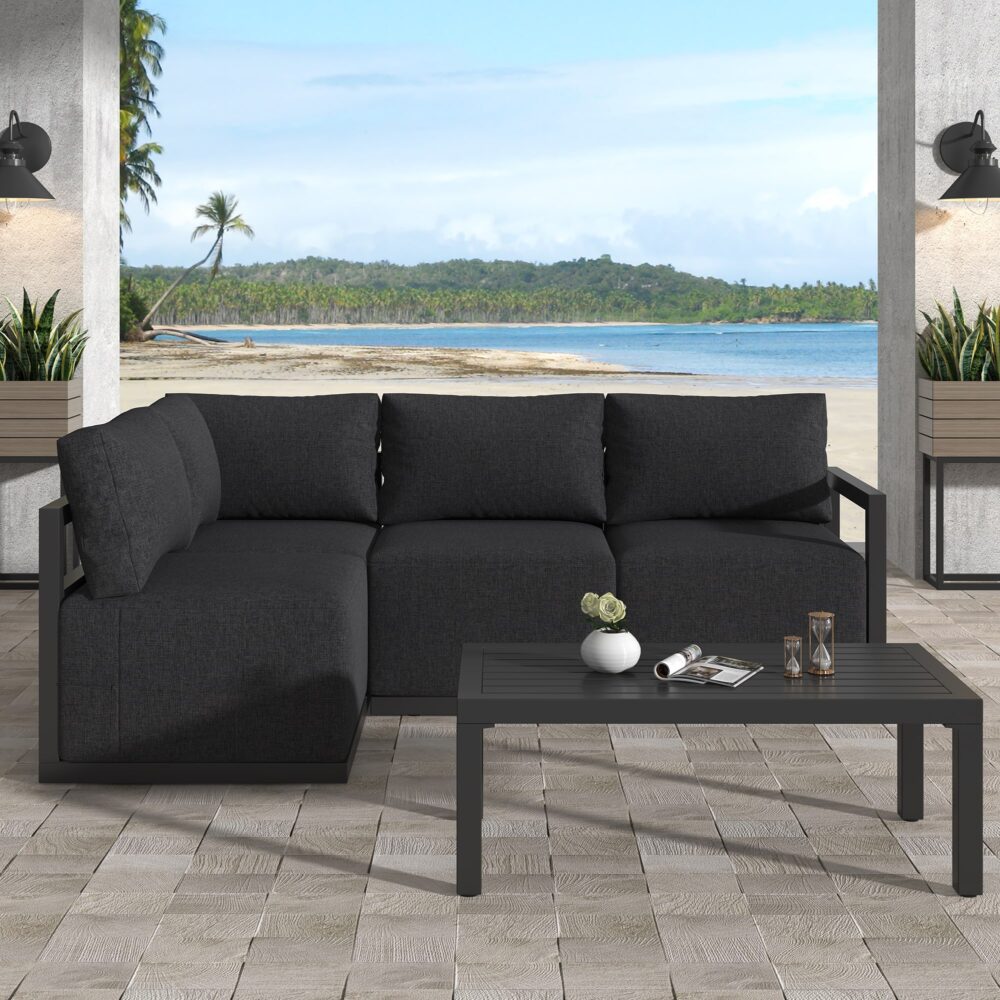 Four - Seat Alfresco Harmony Set – Charcoal Grey - Outdoorium