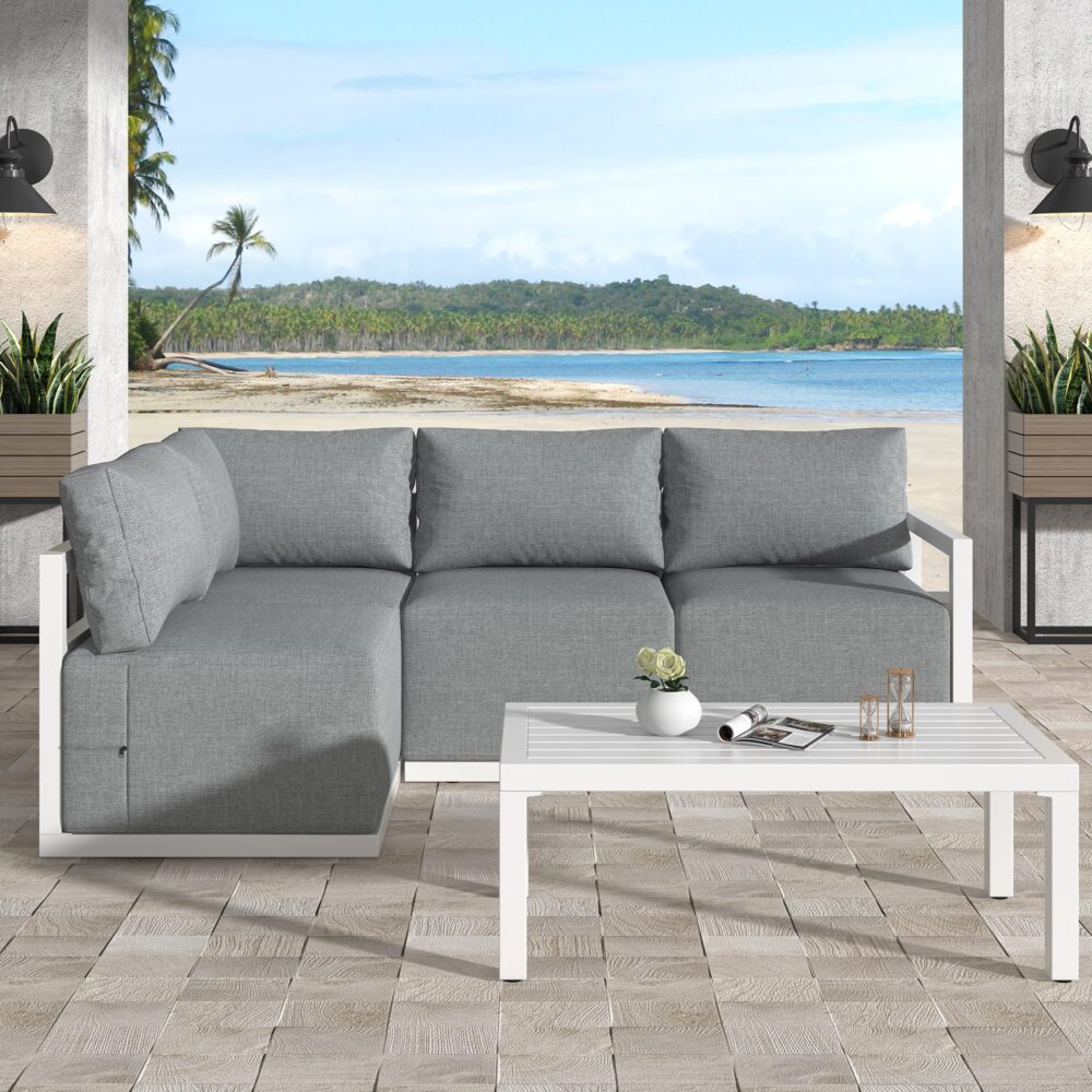 Four - Seat Alfresco Harmony Set – Charcoal Grey - Outdoorium