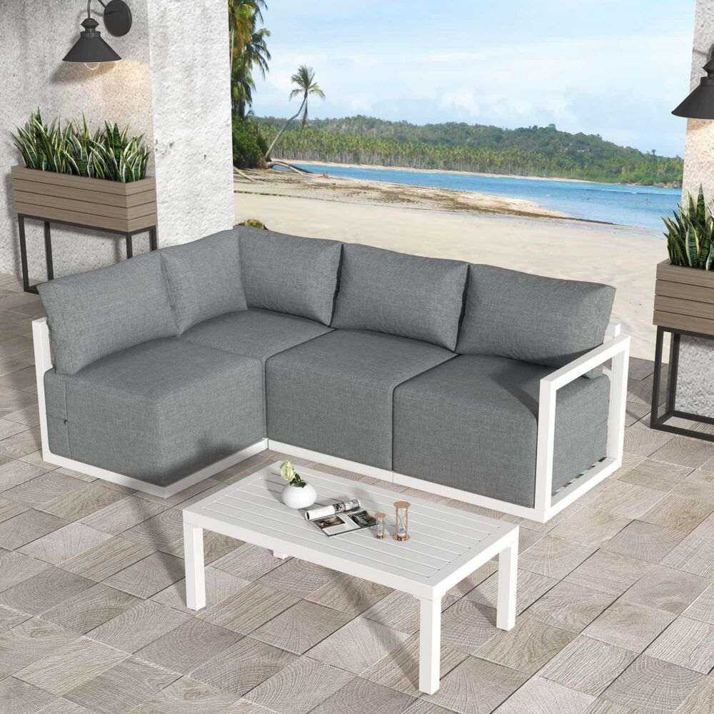 Four-Seat Alfresco Harmony Set – White | Furniture > Outdoor