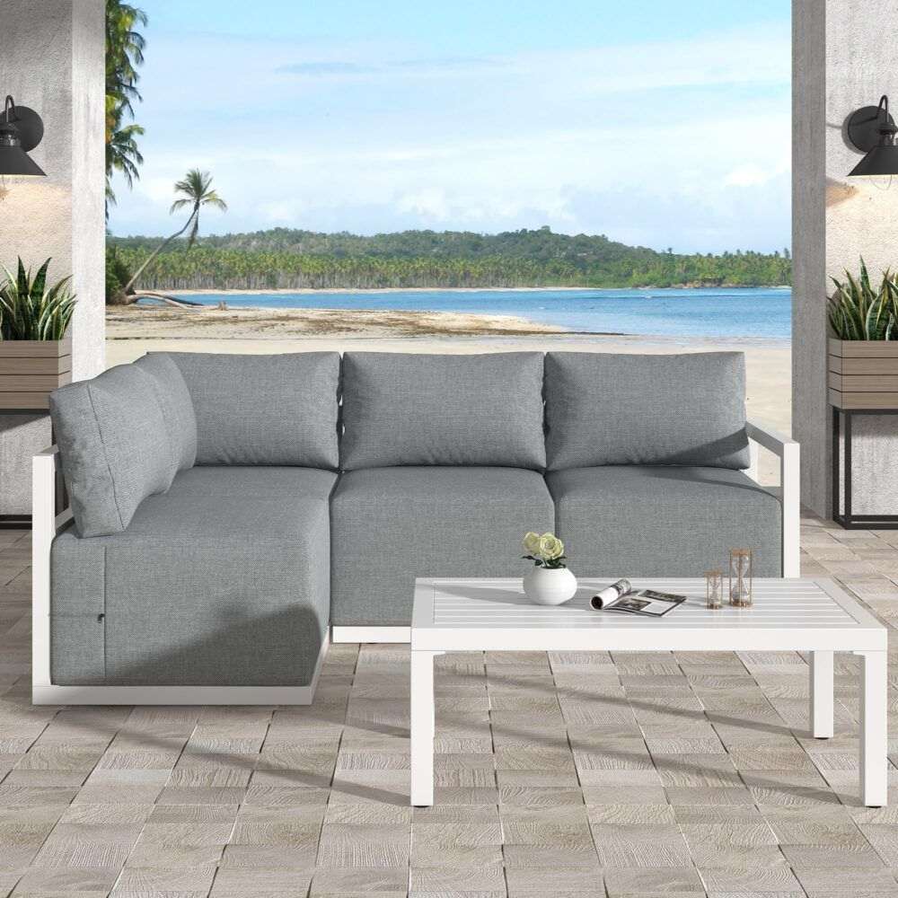 Four-Seat Alfresco Harmony Set – White | Furniture > Outdoor