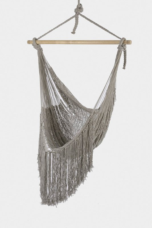 Fringed Cotton Rope Mexican Hammock Swing from Mexico in Dream Sands - Outdoorium