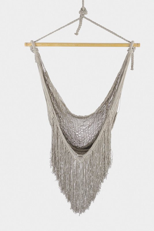 Fringed Cotton Rope Mexican Hammock Swing from Mexico in Dream Sands - Outdoorium