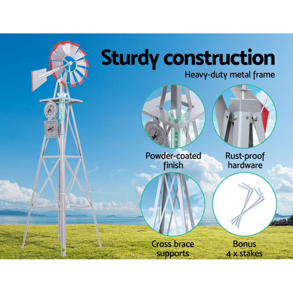 Garden Windmill 4FT 146cm Metal Ornaments Outdoor Decor Ornamental Wind Will - Outdoorium