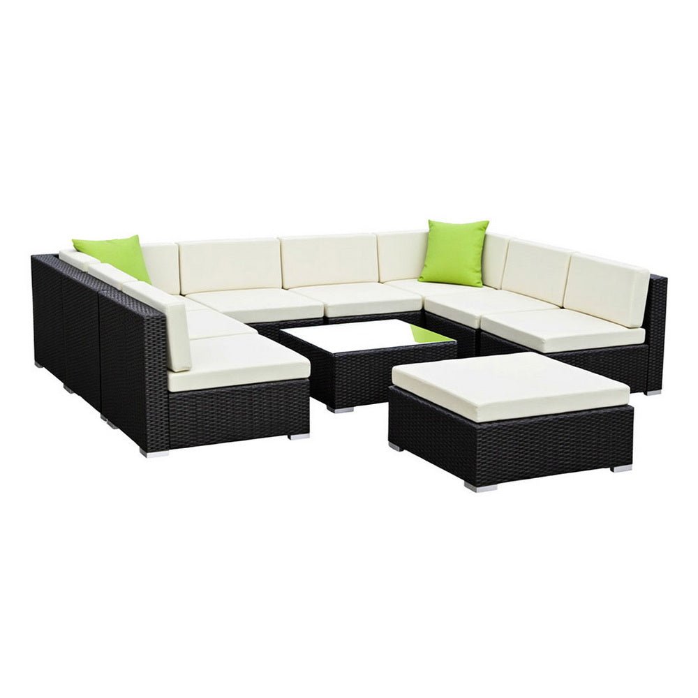 Gardeon 10-Piece Outdoor Wicker Sofa Set | Modular Lounge Setting | Furniture > Outdoor