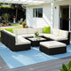 Gardeon 10-Piece Outdoor Wicker Sofa Set | Modular Lounge Setting | Furniture > Outdoor