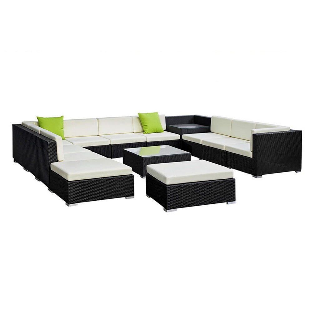 Gardeon 13-Piece Outdoor Wicker Sofa Set | Modular Lounge Setting | Furniture > Outdoor