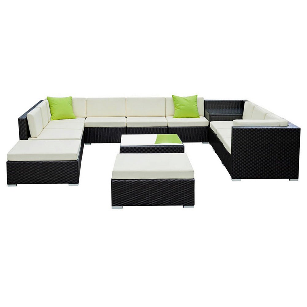 Gardeon 13-Piece Outdoor Wicker Sofa Set | Modular Lounge Setting | Furniture > Outdoor