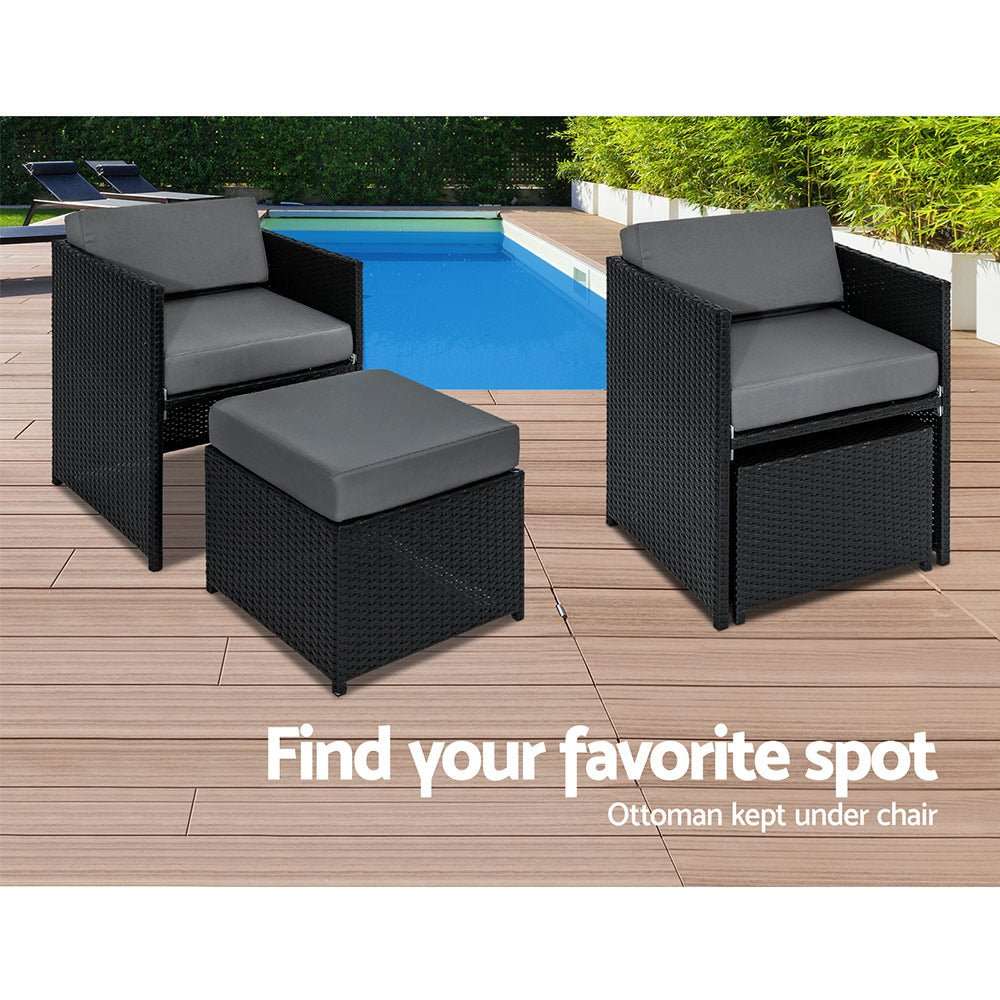 Gardeon 13-Piece Wicker Outdoor Dining Set - Black | UV Resistant | Furniture > Dining