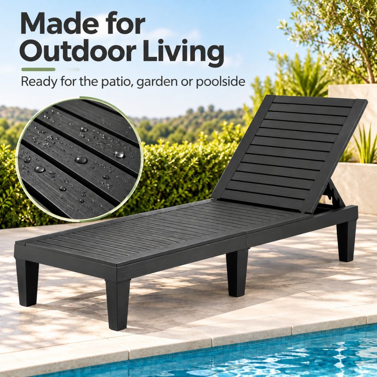 Gardeon 2-Pack Adjustable Sun Loungers - Black – product gallery image 5