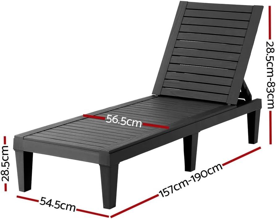 Gardeon black adjustable sun loungers pair - additional product image 3