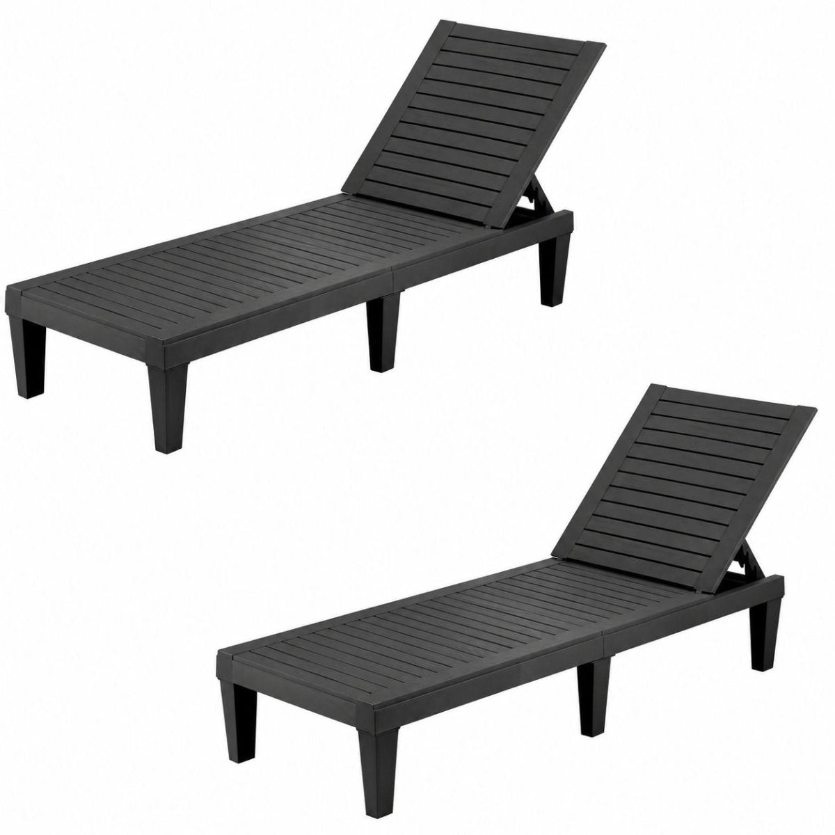 Gardeon 2-Pack Adjustable Sun Loungers - Black – product gallery image 4